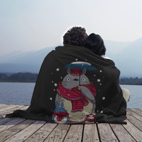 Плед 3D My Neighbor Totoro зонт от снега, цвет 3D (велсофт) - фото 3