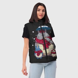 Женский жилет утепленный 3D My Neighbor Totoro зонт от снега - фото 2