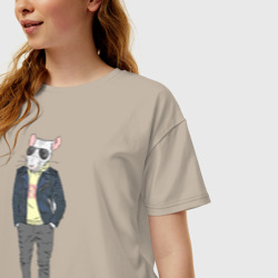 Женская футболка хлопок Oversize Крыса - фото 2
