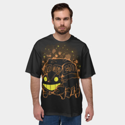 Мужская футболка oversize 3D My Neighbor Totoro оранжевый кот - фото 2