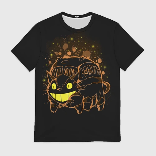 Мужская футболка 3D My Neighbor Totoro оранжевый кот