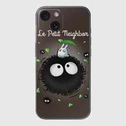 Чехол для iPhone 15 силиконовый с защитой камеры My Neighbor Totoro кролик на микробе