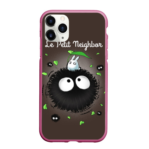 Чехол для iPhone 11 Pro матовый My Neighbor Totoro кролик на микробе, цвет малиновый