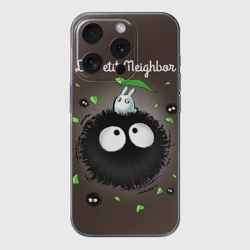 Чехол для iPhone 15 Pro силиконовый с защитой камеры My Neighbor Totoro кролик на микробе