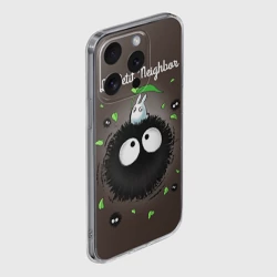 Чехол для iPhone 15 Pro силиконовый с защитой камеры My Neighbor Totoro кролик на микробе - фото 2
