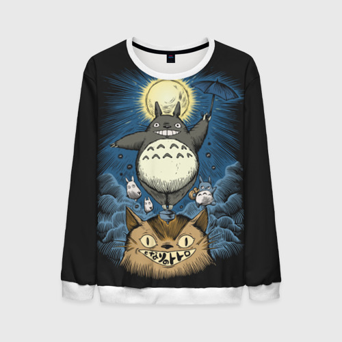 Мужской свитшот 3D My Neighbor Totoro кот и заяц, цвет белый