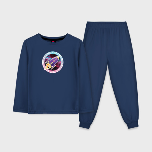 Детская пижама с лонгсливом хлопок Space Rocket, цвет темно-синий