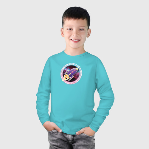 Детский лонгслив хлопок Space Rocket, цвет бирюзовый - фото 3
