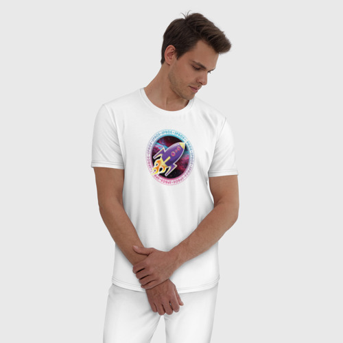 Мужская пижама хлопок Space Rocket, цвет белый - фото 3
