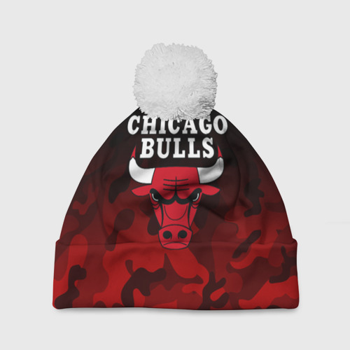 Шапка 3D c помпоном Chicago bulls Чикаго буллс, цвет 3D печать