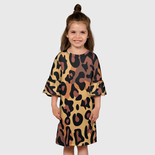 Детское платье 3D с принтом Кошачий окрас, вид сбоку #3