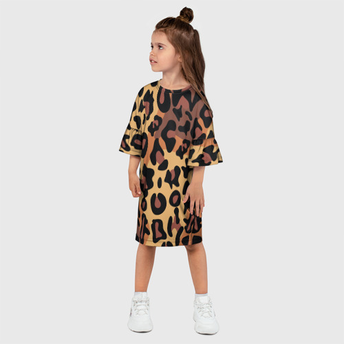 Детское платье 3D с принтом Кошачий окрас, фото на моделе #1