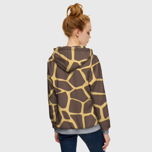 Женская толстовка 3D на молнии с принтом Окрас жирафа, вид сзади #2