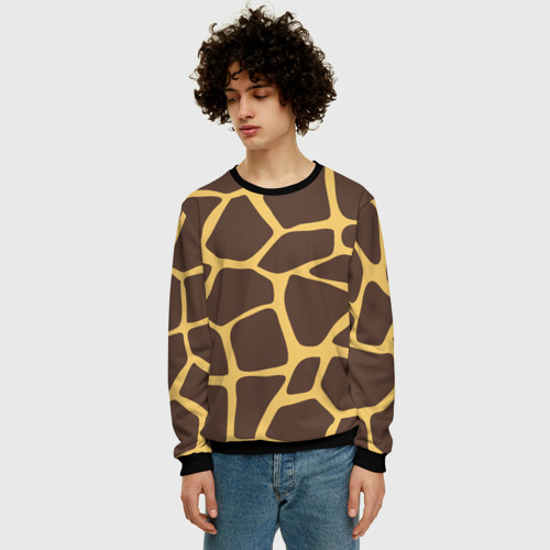 Мужской свитшот 3D Окрас жирафа, цвет черный - фото 3