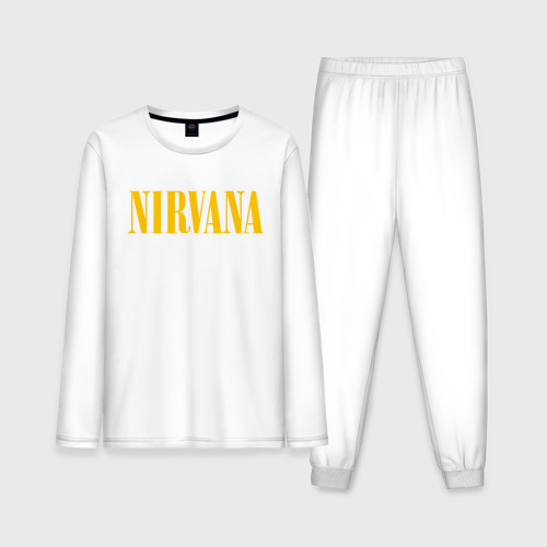 Мужская пижама с лонгсливом хлопок Nirvana, цвет белый