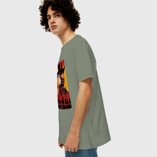 Мужская футболка хлопок Oversize Red dead Redemption 2, цвет авокадо - фото 5