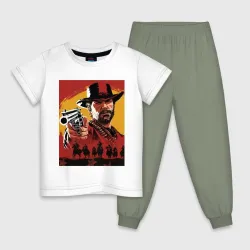 Детская пижама с белой футболкой Red dead Redemption 2