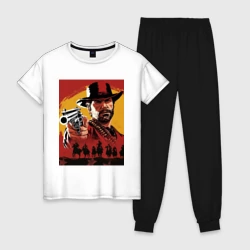 Женская пижама с белой футболкой хлопок Red dead Redemption 2