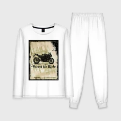 Женская пижама с лонгсливом хлопок Born to ride