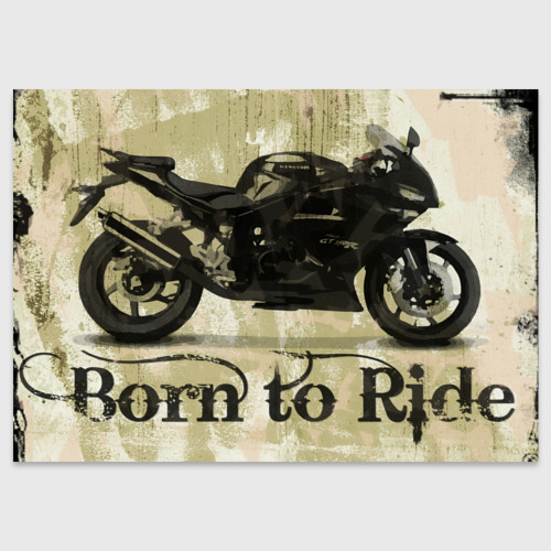 Поздравительная открытка Born to ride, цвет белый