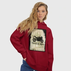 Женское худи Oversize хлопок Born to ride - фото 2