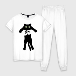 Черный кот в руках – Женская пижама хлопок с принтом купить со скидкой в -10%