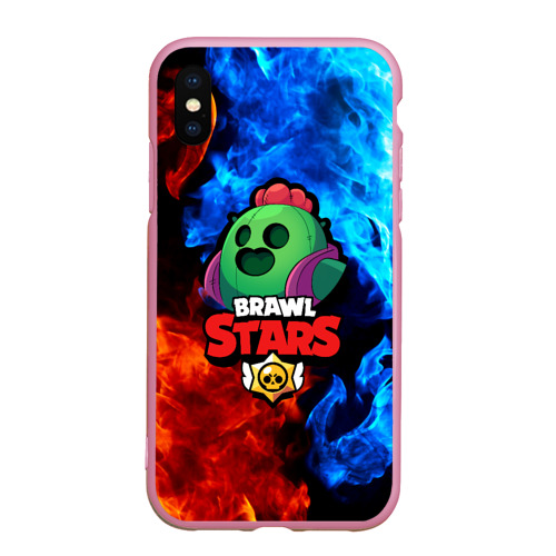 Чехол для iPhone XS Max матовый Brawl Stars Spike, цвет розовый