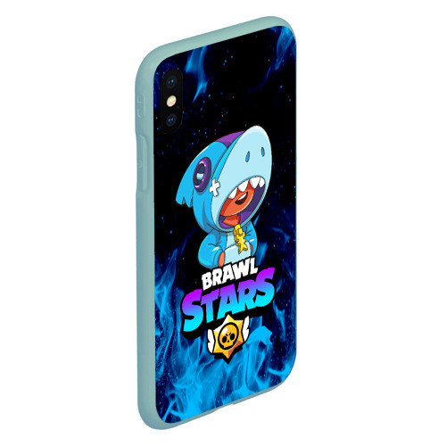 Чехол для iPhone XS Max матовый Brawl Stars Leon shark Леон акула, цвет мятный - фото 3