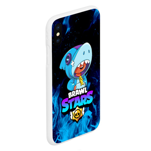 Чехол для iPhone XS Max матовый Brawl Stars Leon shark Леон акула - фото 3