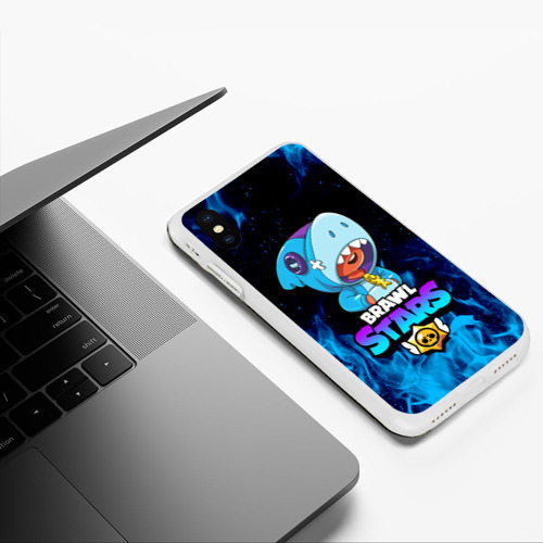 Чехол для iPhone XS Max матовый Brawl Stars Leon shark Леон акула - фото 5