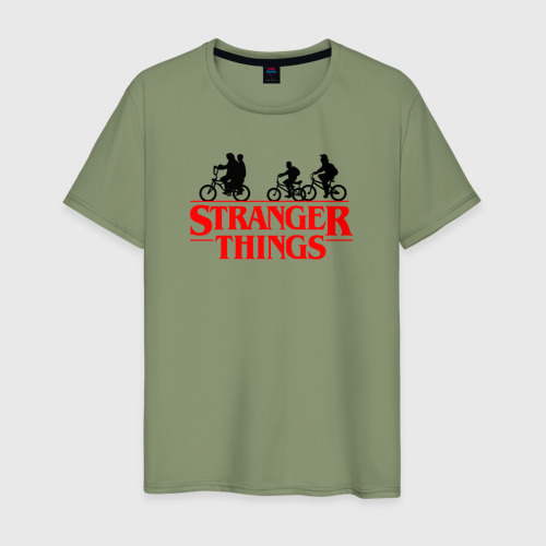 Мужская футболка хлопок Stranger things Очень странные дела, цвет авокадо
