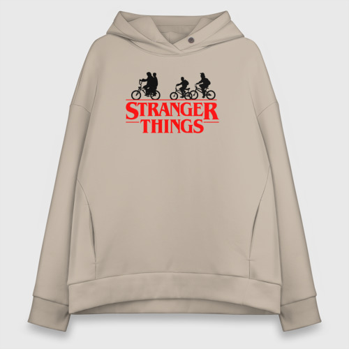 Женское худи Oversize хлопок Stranger things Очень странные дела, цвет миндальный