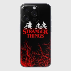 Чехол для iPhone 15 Pro силиконовый с защитой камеры Stranger things Очень странные дела