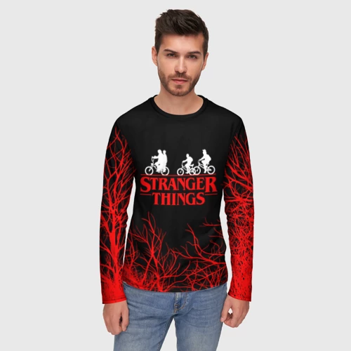 Мужской лонгслив 3D с принтом Stranger things Очень странные дела, фото на моделе #1