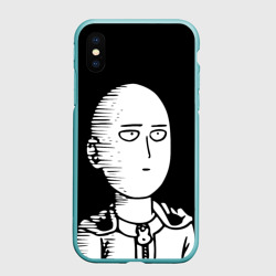 Чехол для iPhone XS Max матовый Сайтама на черном фоне