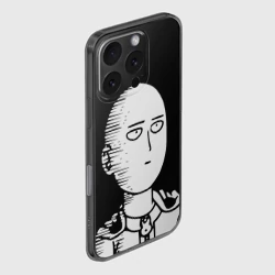 Чехол для iPhone 16 Pro силиконовый с защитой камеры Сайтама на черном фоне - фото 2