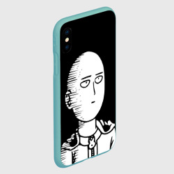 Чехол для iPhone XS Max матовый Сайтама на черном фоне - фото 2