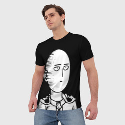 Мужская футболка 3D Сайтама на черном фоне - фото 2