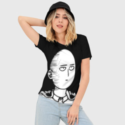 Женская футболка 3D Slim Сайтама на черном фоне - фото 2