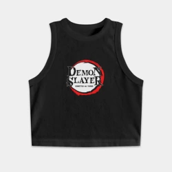 Женская укороченная майка-топ хлопок Kimetsu no Yaiba закрашенный круг