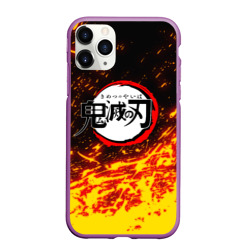 Чехол для iPhone 11 Pro Max матовый Kimetsu no Yaiba яркое пламя