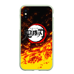 Чехол для iPhone XS Max матовый Kimetsu no Yaiba яркое пламя