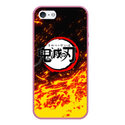 Чехол для iPhone 5/5S матовый Kimetsu no Yaiba яркое пламя