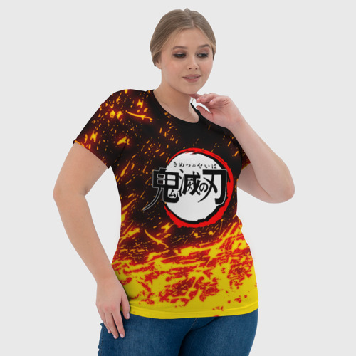 Женская футболка 3D Kimetsu no Yaiba яркое пламя, цвет 3D печать - фото 6