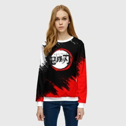 Женский свитшот 3D Иероглифы на абстрактном фоне - фото 2