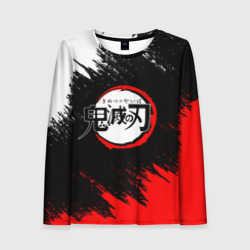 Женский лонгслив 3D Иероглифы на абстрактном фоне