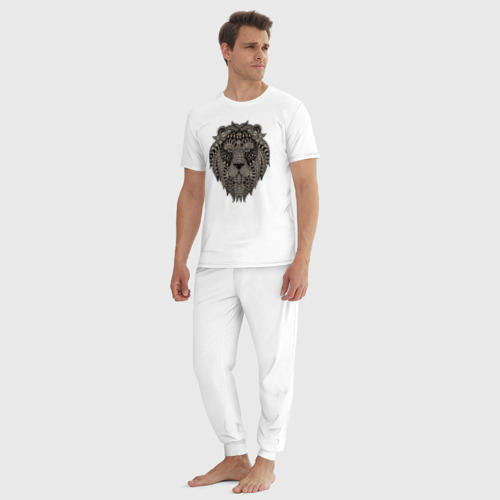 Мужская пижама хлопок Metallized Lion, цвет белый - фото 5