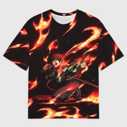 Женская футболка oversize 3D Клинок рассекающий демонов demon Slayer Kimetsu no Yaiba