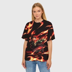 Женская футболка oversize 3D Клинок рассекающий демонов demon Slayer Kimetsu no Yaiba - фото 2