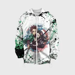 Детская куртка 3D Брызги красок Demon Slayer